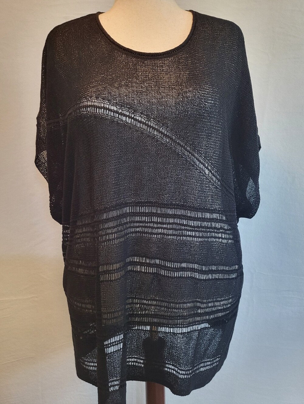 TRUTH + Style Oversized Drop Shoulder Open Knit Top - Black Size 1X